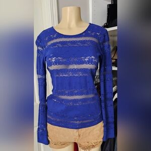 "BCBG Royal Blue Lace Women's Top